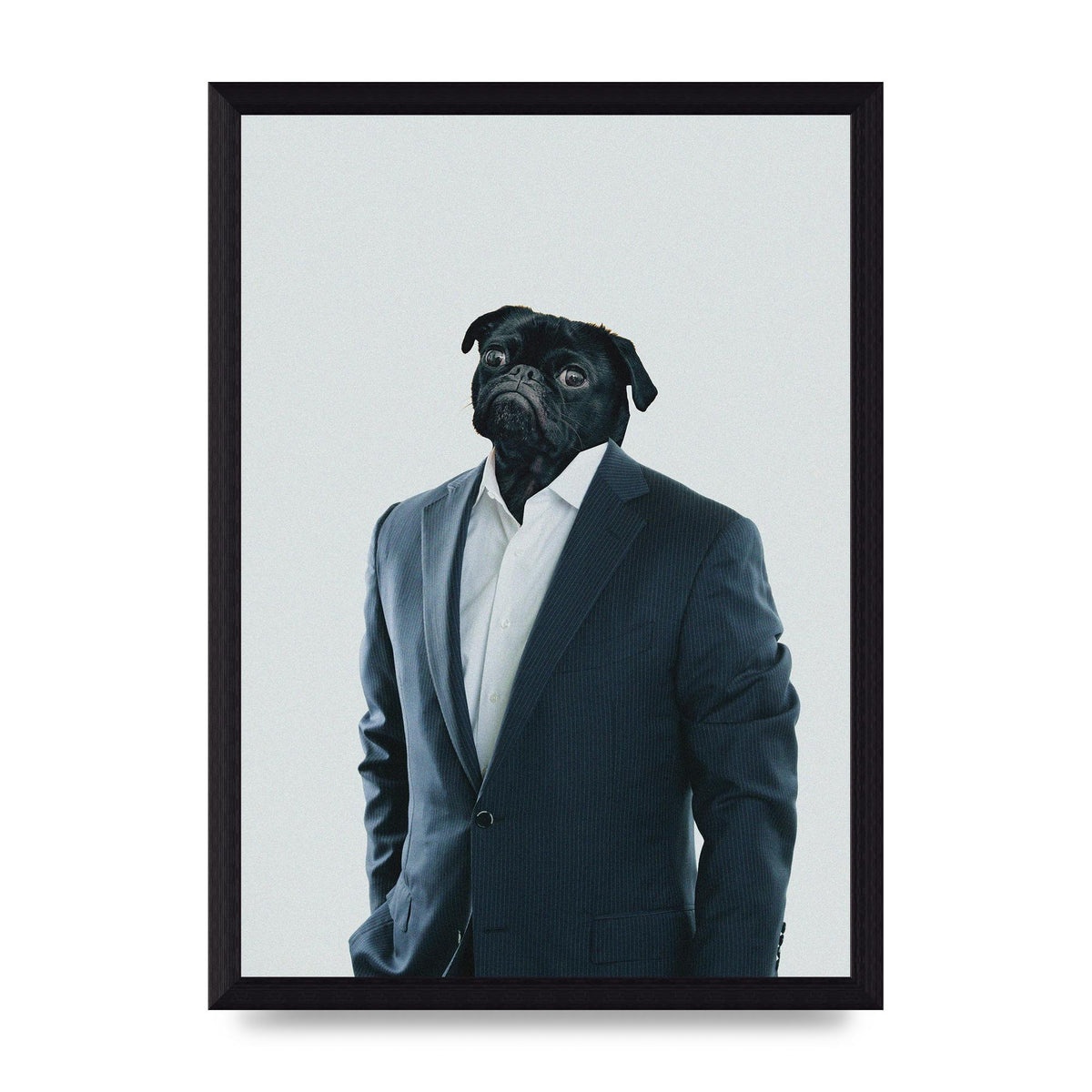Pug Head Edit Art For The Home - A4 framed