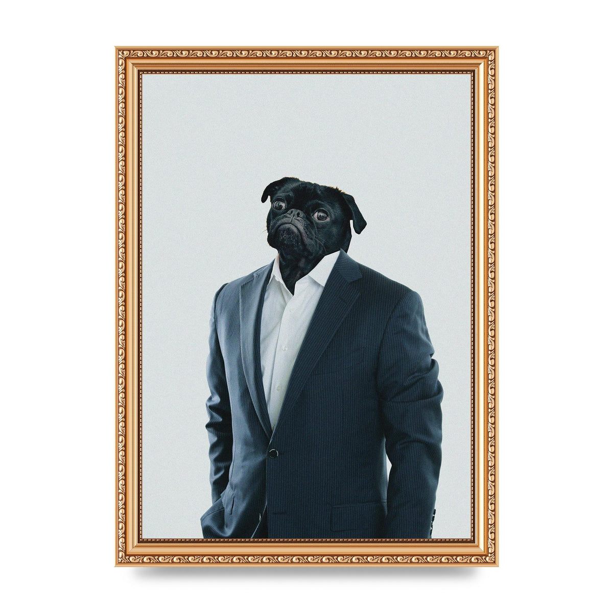 Pug Head Edit Art For The Home - A4 framed