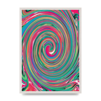 Halftone Multicolour Trippy Swirl Printed Poster - A2 framed