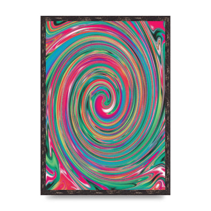 Halftone Multicolour Trippy Swirl Printed Poster - A2 framed