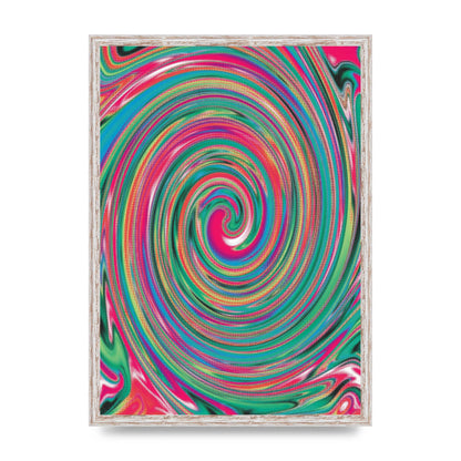 Halftone Multicolour Trippy Swirl Printed Poster - A2 framed