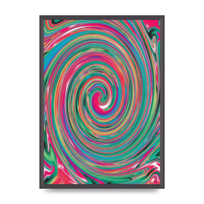 Halftone Multicolour Trippy Swirl Printed Poster - A2 framed