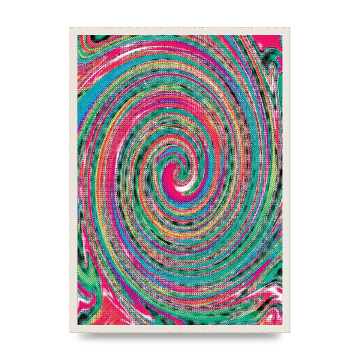 Halftone Multicolour Trippy Swirl Printed Poster - A2 framed