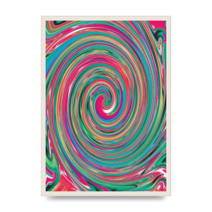 Halftone Multicolour Trippy Swirl Printed Poster - A2 framed
