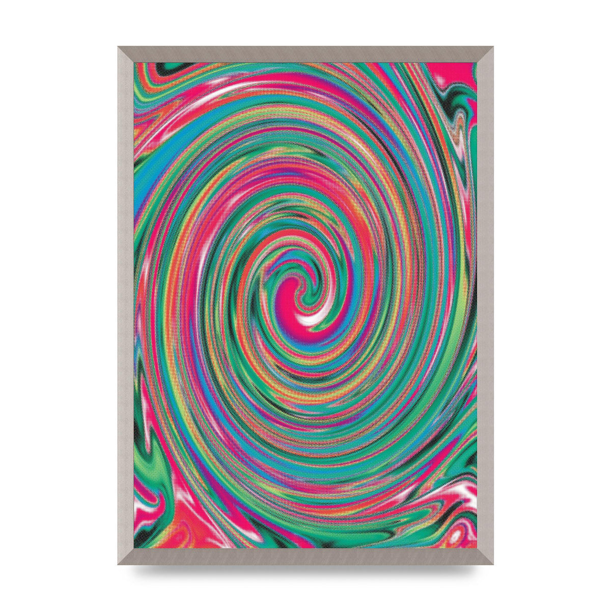 Halftone Multicolour Trippy Swirl Printed Poster - A2 framed
