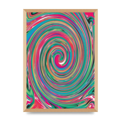 Halftone Multicolour Trippy Swirl Printed Poster - A2 framed
