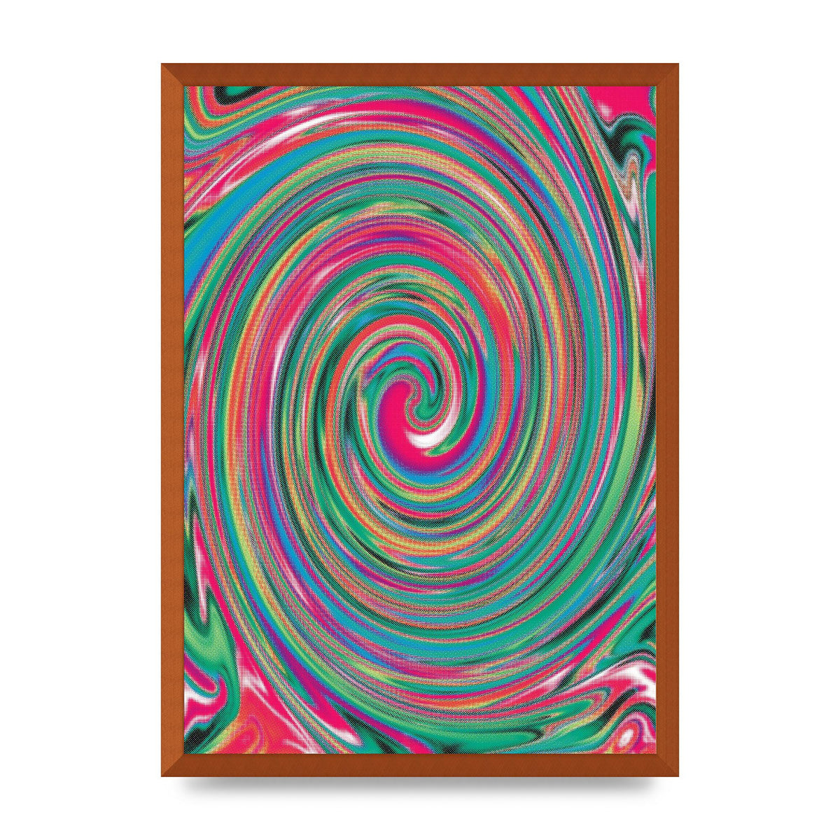 Halftone Multicolour Trippy Swirl Printed Poster - A2 framed