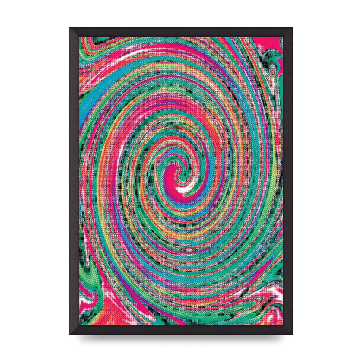 Halftone Multicolour Trippy Swirl Printed Poster - A2 framed