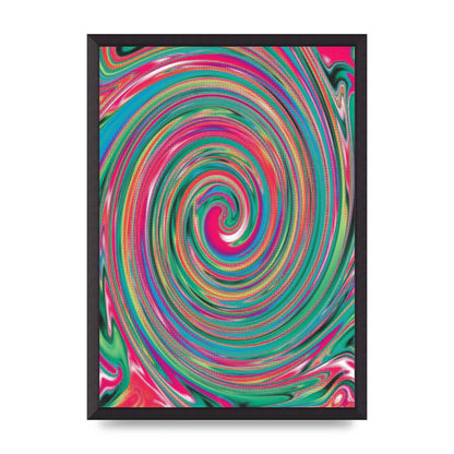 Halftone Multicolour Trippy Swirl Printed Poster - A2 framed