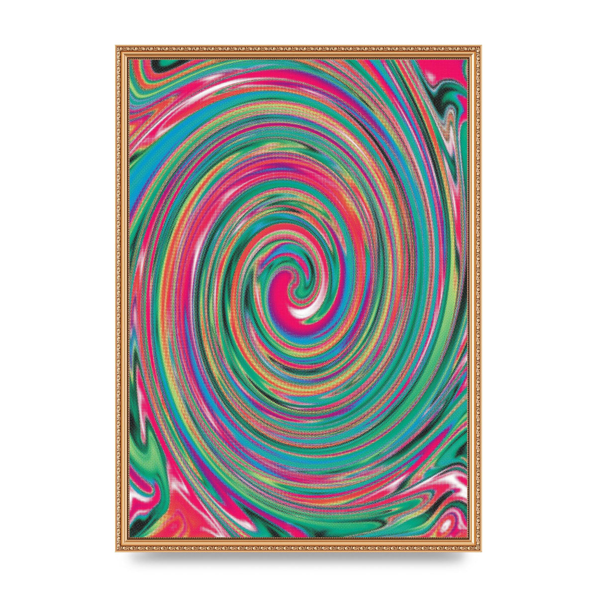 Halftone Multicolour Trippy Swirl Printed Poster - A2 framed