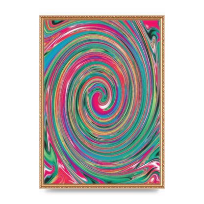 Halftone Multicolour Trippy Swirl Printed Poster - A2 framed