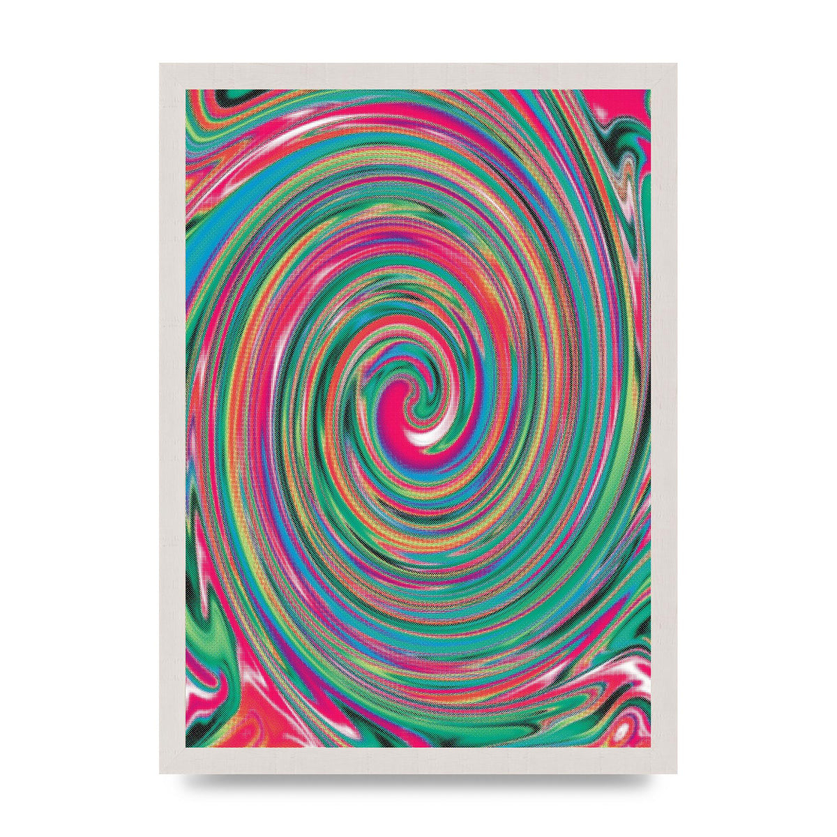 Halftone Multicolour Trippy Swirl Printed Poster - A3 framed