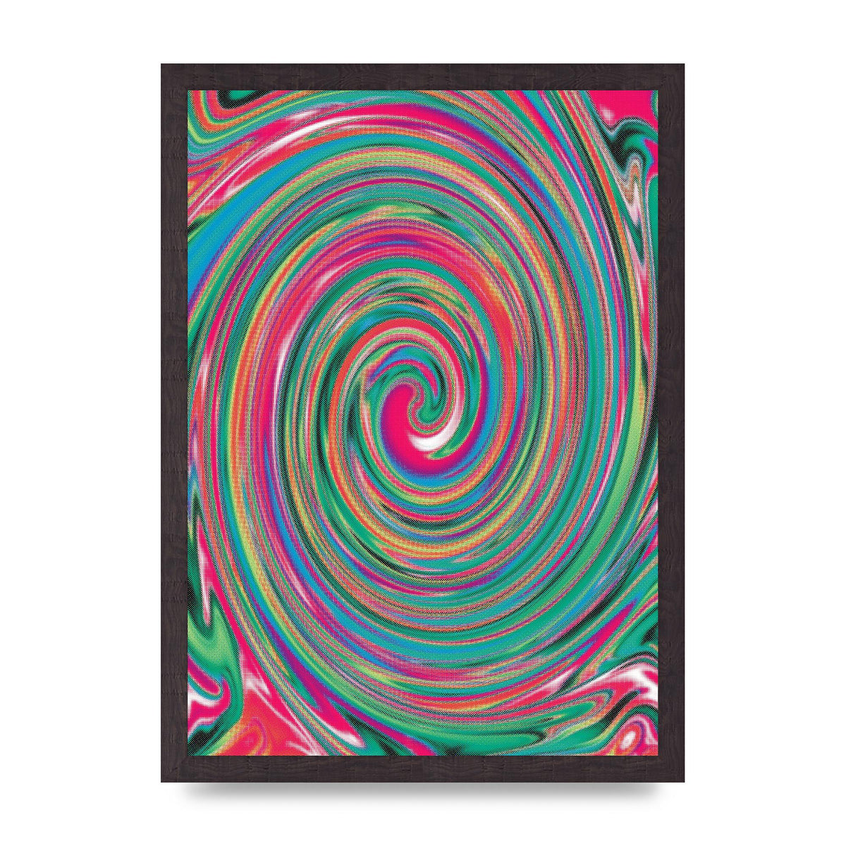 Halftone Multicolour Trippy Swirl Printed Poster - A3 framed