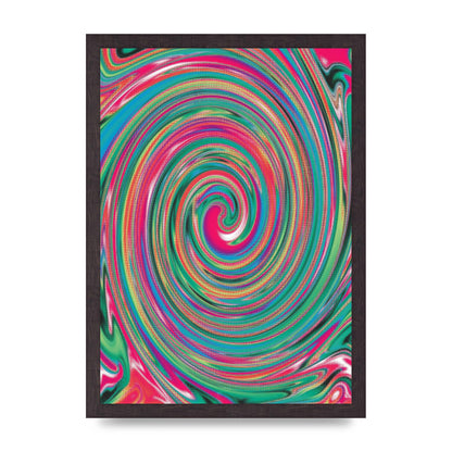 Halftone Multicolour Trippy Swirl Printed Poster - A3 framed