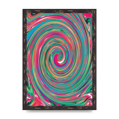 Halftone Multicolour Trippy Swirl Printed Poster - A3 framed