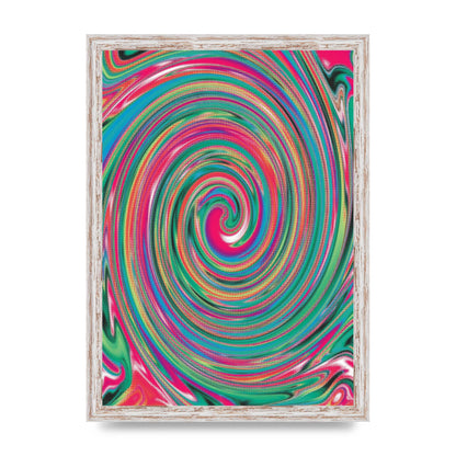 Halftone Multicolour Trippy Swirl Printed Poster - A3 framed