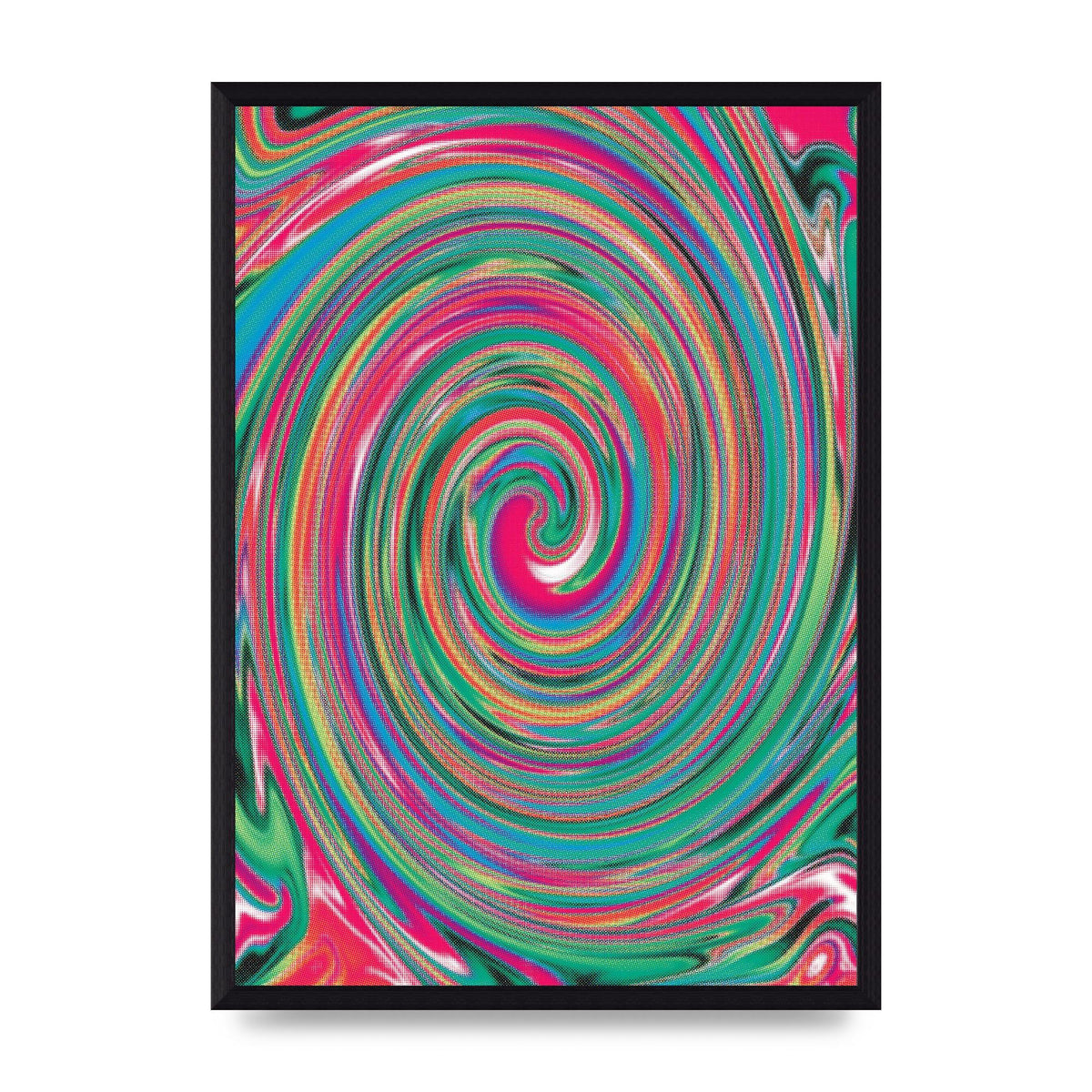 Halftone Multicolour Trippy Swirl Printed Poster - A3 framed