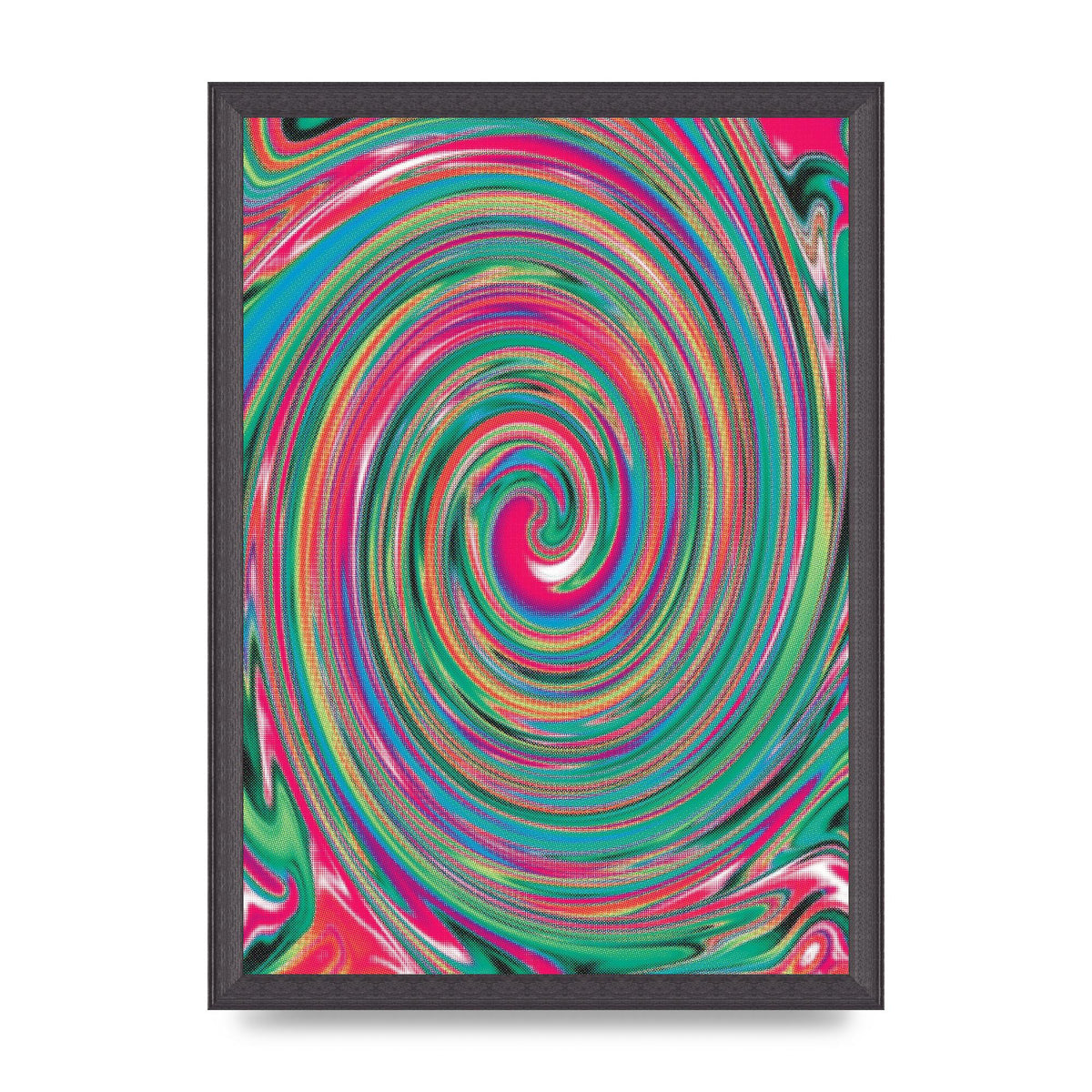 Halftone Multicolour Trippy Swirl Printed Poster - A3 framed