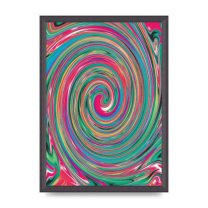 Halftone Multicolour Trippy Swirl Printed Poster - A3 framed