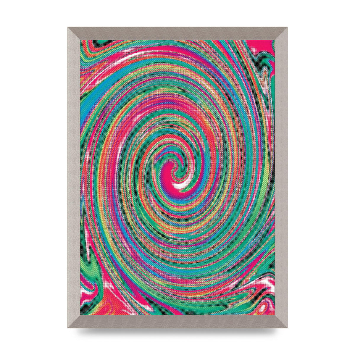 Halftone Multicolour Trippy Swirl Printed Poster - A3 framed