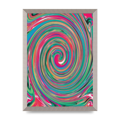Halftone Multicolour Trippy Swirl Printed Poster - A3 framed