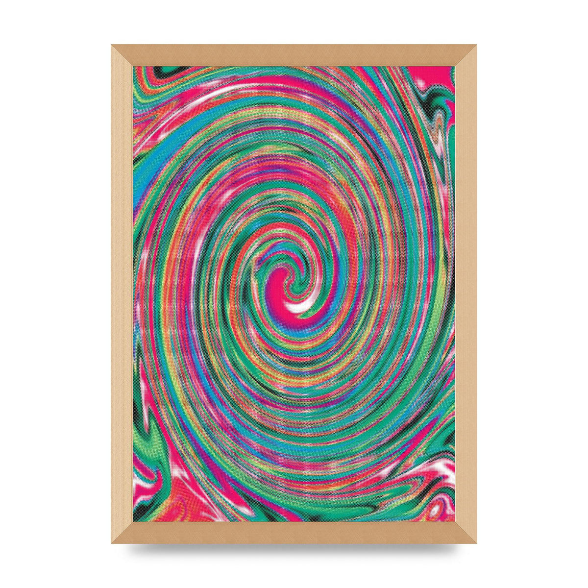 Halftone Multicolour Trippy Swirl Printed Poster - A3 framed