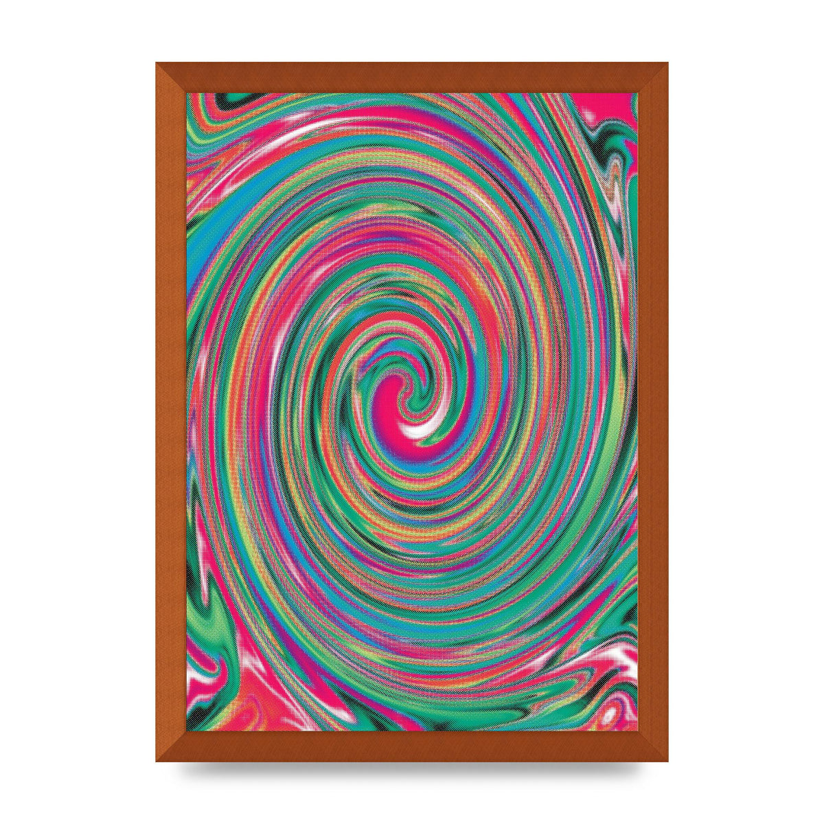 Halftone Multicolour Trippy Swirl Printed Poster - A3 framed