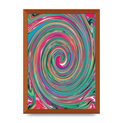 Halftone Multicolour Trippy Swirl Printed Poster - A3 framed