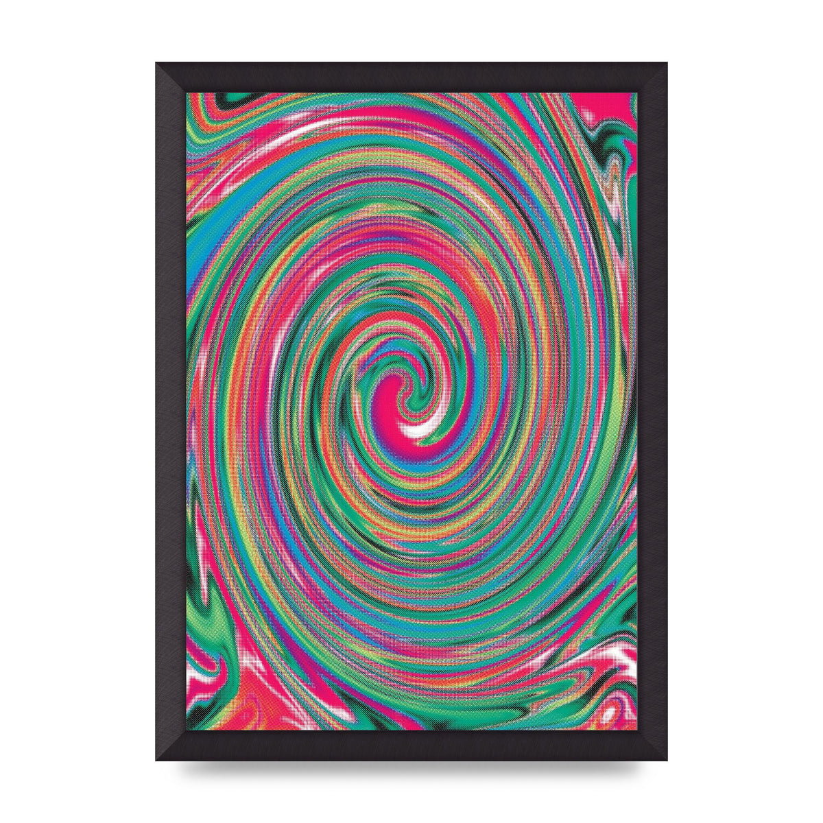 Halftone Multicolour Trippy Swirl Printed Poster - A3 framed