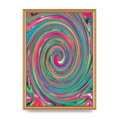 Halftone Multicolour Trippy Swirl Printed Poster - A3 framed