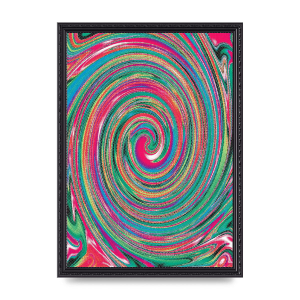 Halftone Multicolour Trippy Swirl Printed Poster - A3 framed