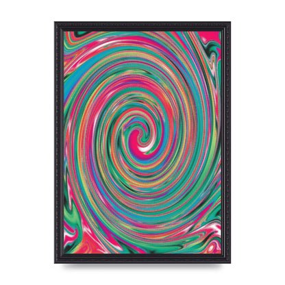 Halftone Multicolour Trippy Swirl Printed Poster - A3 framed