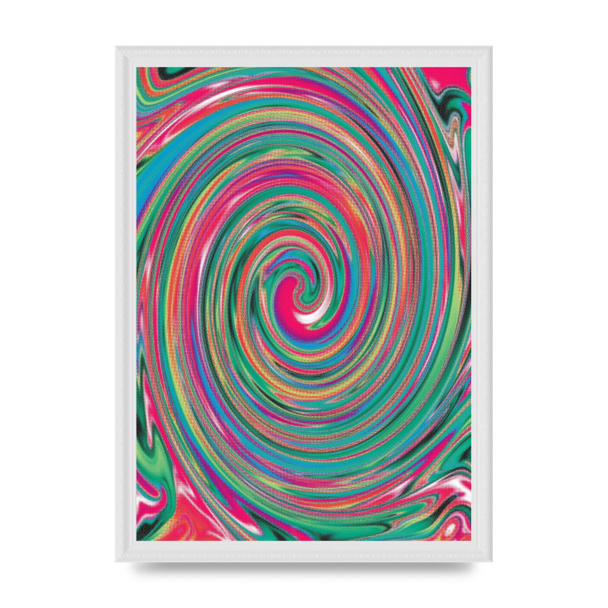 Halftone Multicolour Trippy Swirl Printed Poster - A3 framed