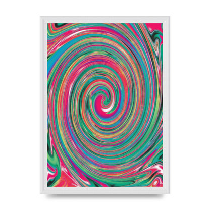 Halftone Multicolour Trippy Swirl Printed Poster - A3 framed