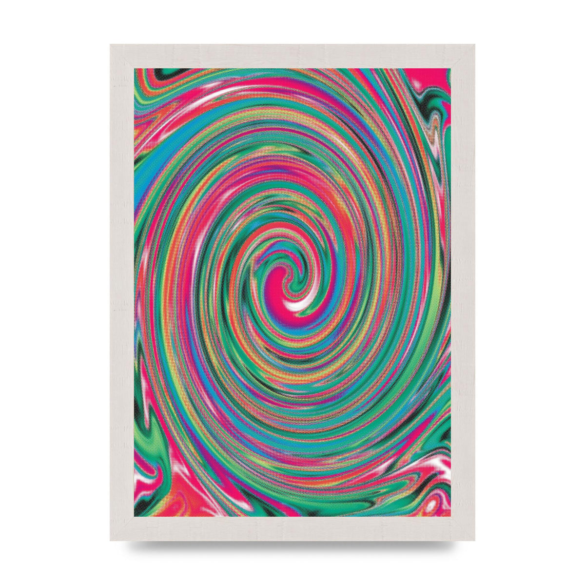 Halftone Multicolour Trippy Swirl Printed Poster - A4 framed