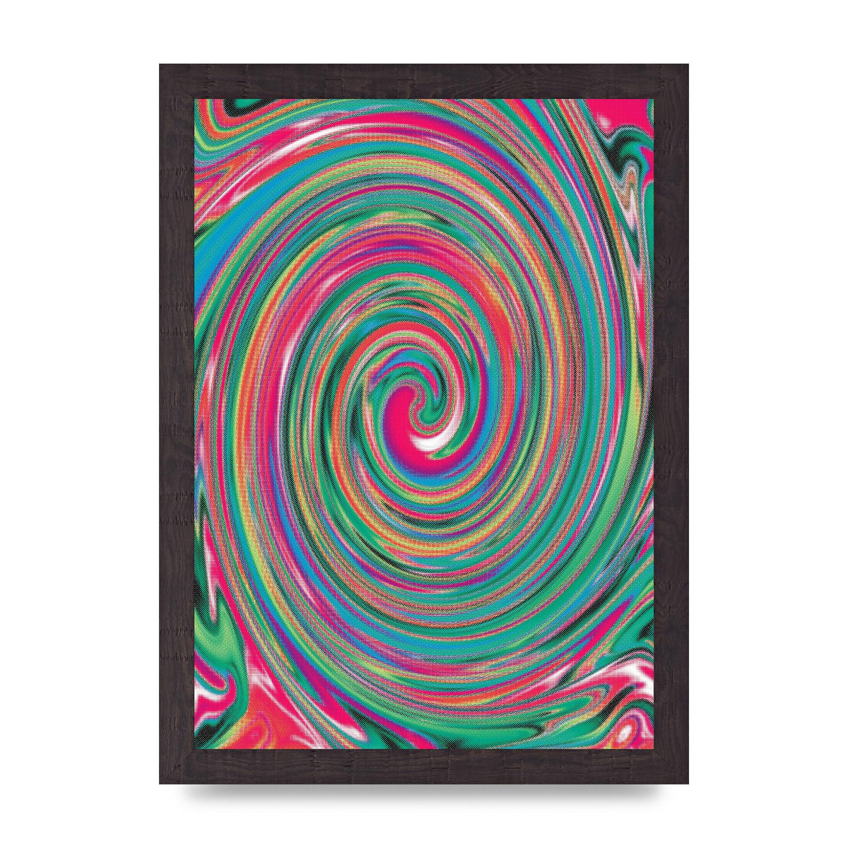 Halftone Multicolour Trippy Swirl Printed Poster - A4 framed