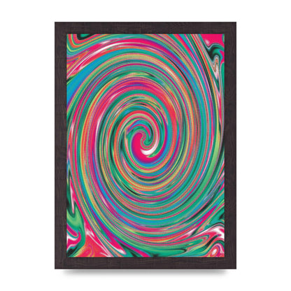 Halftone Multicolour Trippy Swirl Printed Poster - A4 framed