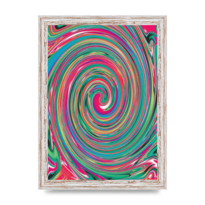 Halftone Multicolour Trippy Swirl Printed Poster - A4 framed
