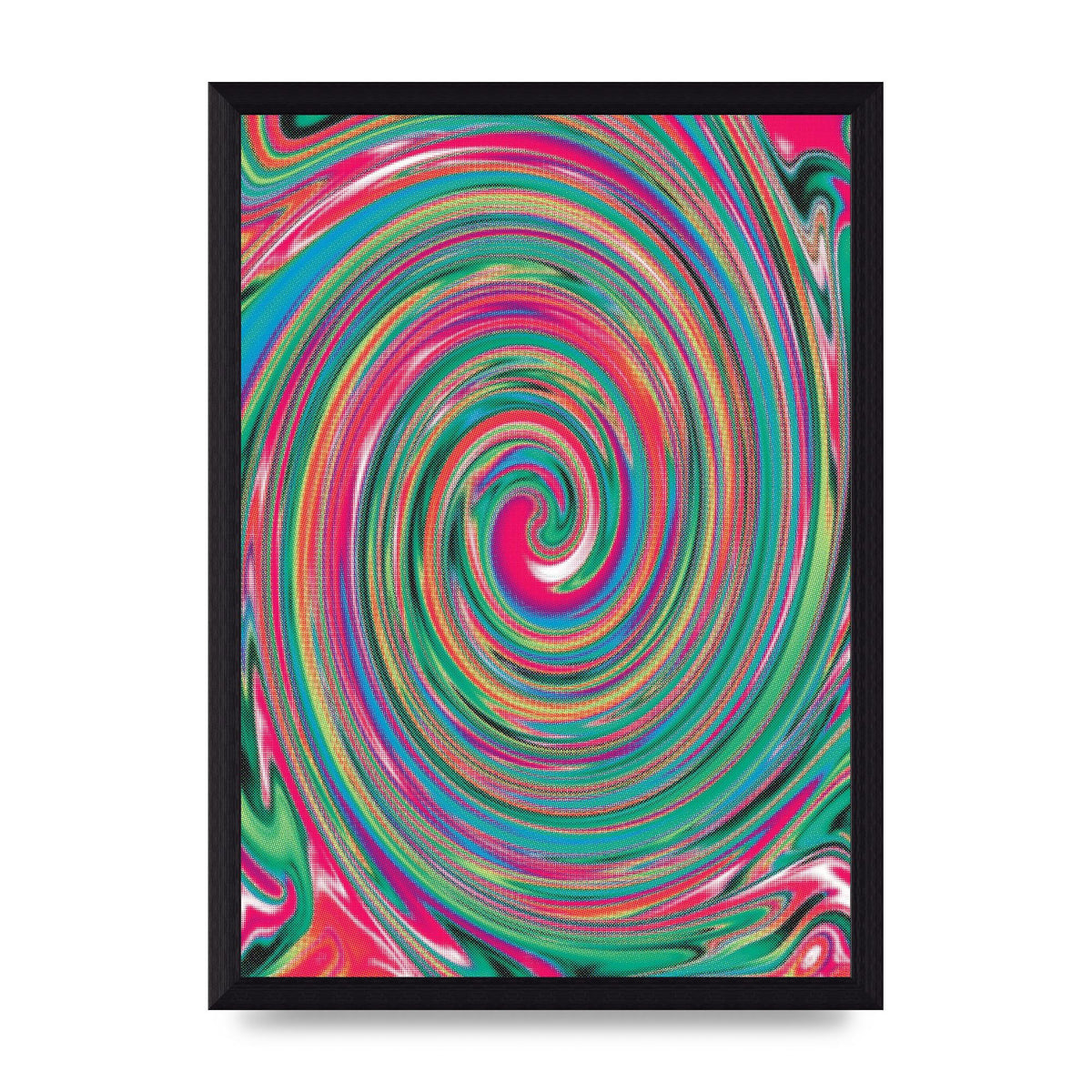 Halftone Multicolour Trippy Swirl Printed Poster - A4 framed