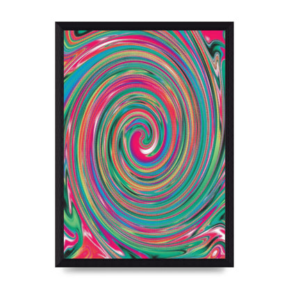 Halftone Multicolour Trippy Swirl Printed Poster - A4 framed
