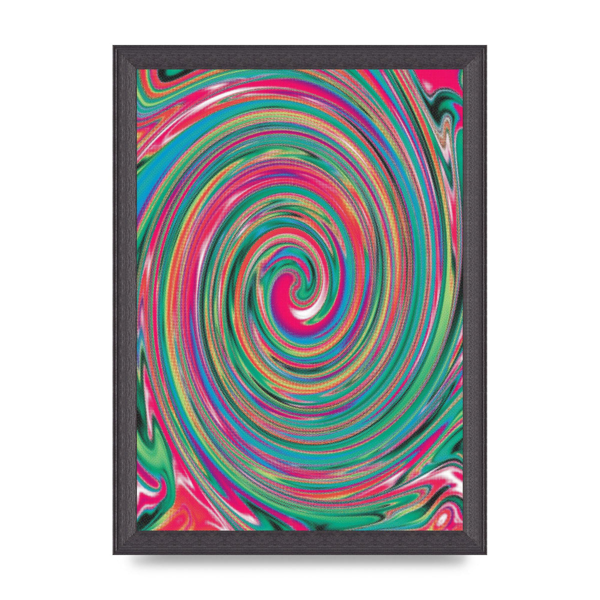 Halftone Multicolour Trippy Swirl Printed Poster - A4 framed