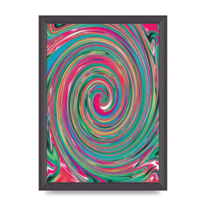 Halftone Multicolour Trippy Swirl Printed Poster - A4 framed