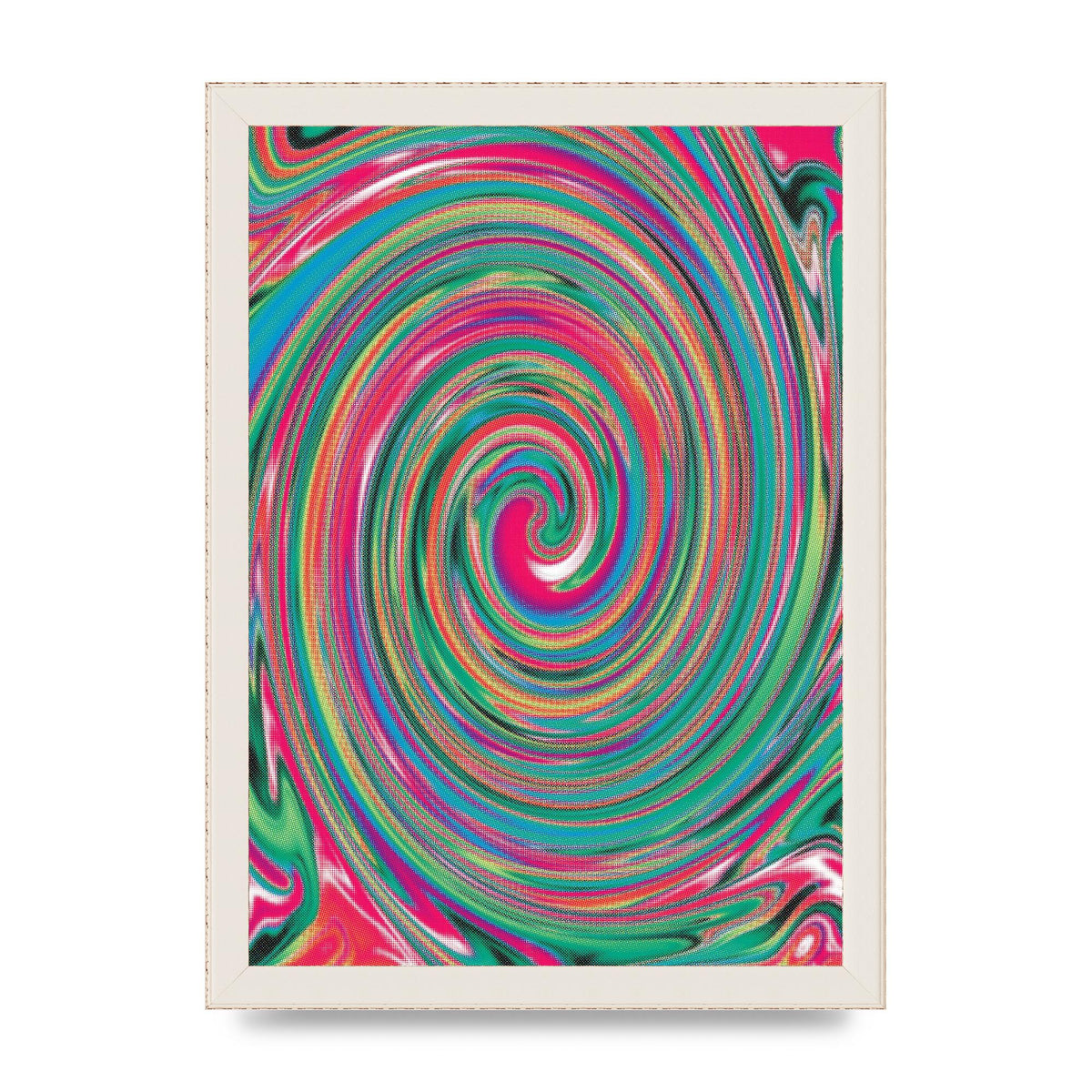 Halftone Multicolour Trippy Swirl Printed Poster - A4 framed