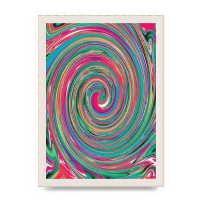 Halftone Multicolour Trippy Swirl Printed Poster - A4 framed