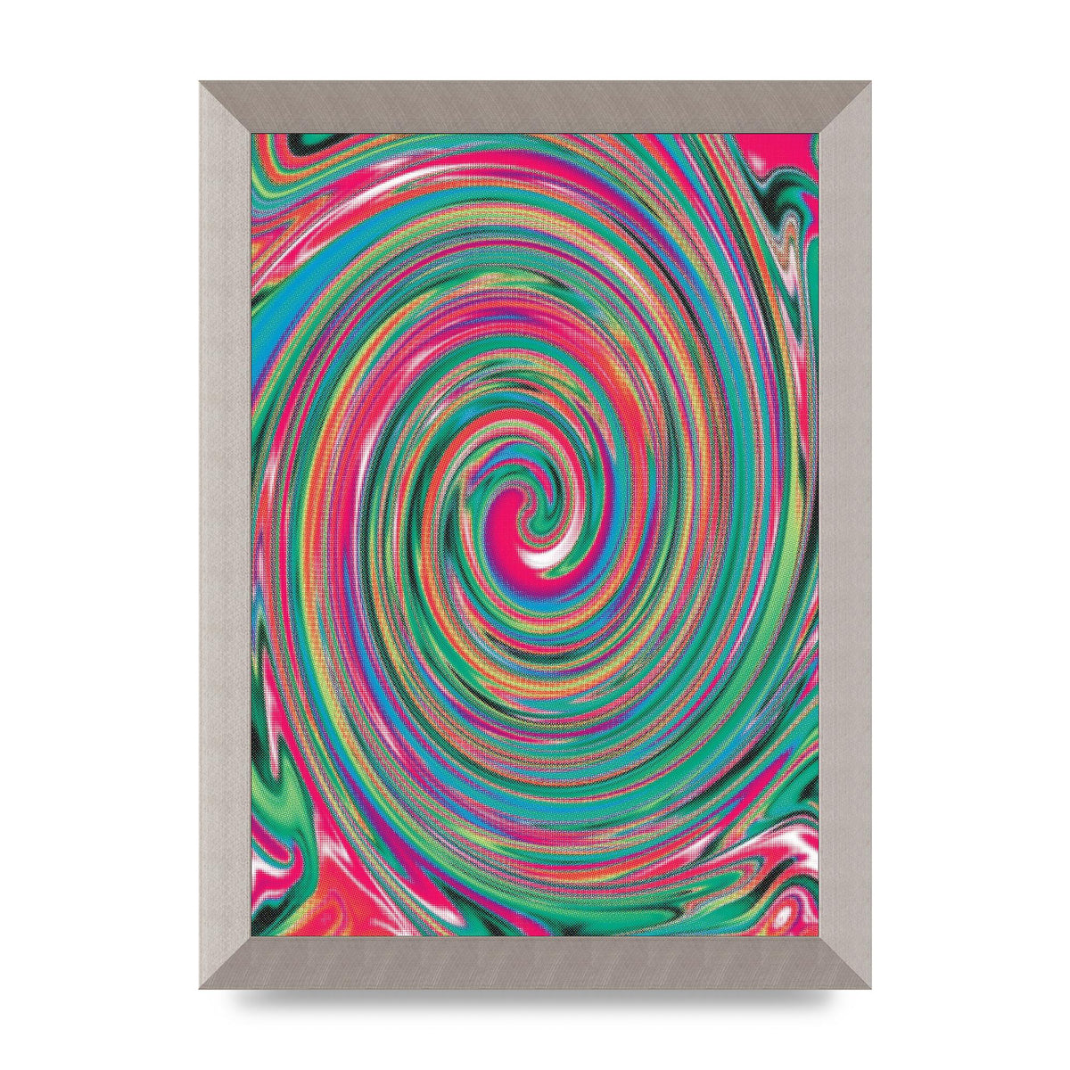 Halftone Multicolour Trippy Swirl Printed Poster - A4 framed