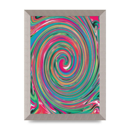Halftone Multicolour Trippy Swirl Printed Poster - A4 framed
