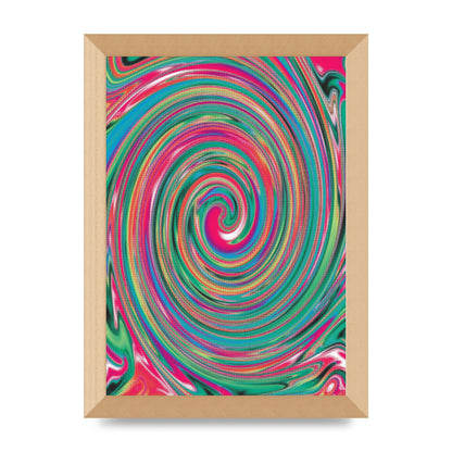 Halftone Multicolour Trippy Swirl Printed Poster - A4 framed