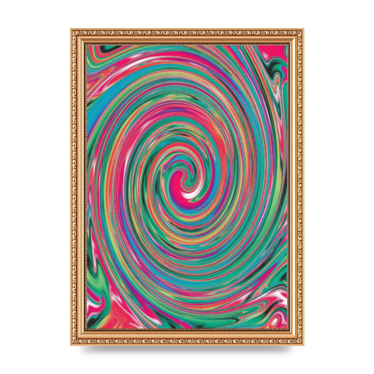 Halftone Multicolour Trippy Swirl Printed Poster - A4 framed