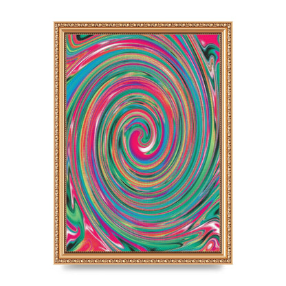 Halftone Multicolour Trippy Swirl Printed Poster - A4 framed