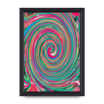 Halftone Multicolour Trippy Swirl Printed Poster - A4 framed